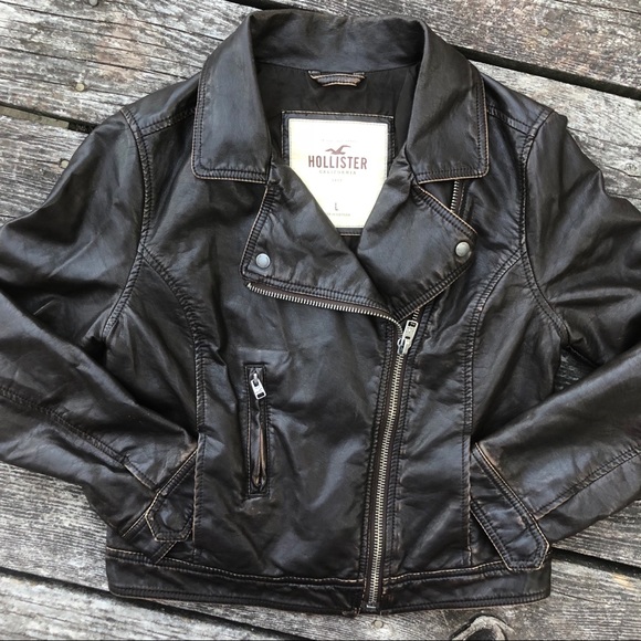 Hollister Jackets & Blazers - HOLLISTER Moto Jacket Soft Brown Faux Leather